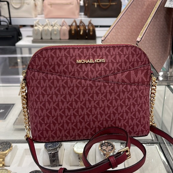 MICHAEL KORS Jet Set Medium Logo Dome Satchel Mulberry Multi - Picture 4 of 16